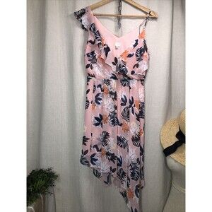 A New Day Dress Medium Pink Floral Shift Asymmetrical Women